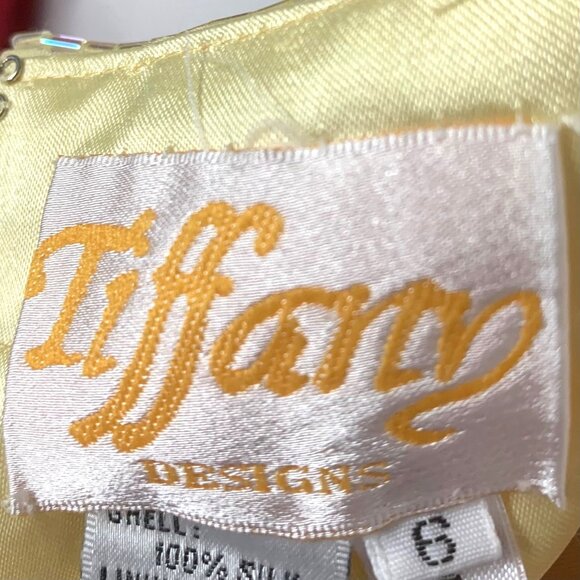 VTG 80s Slip Dress Butter Yellow Sequin Beaded Silk Gown 6 Regency Bridgerton - Picture 11 of 13